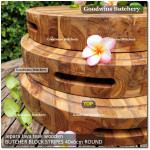 Cutting board butcher block STRIPES ROUND 40x6cm +/-5.4kg talenan kayu jati Jepara